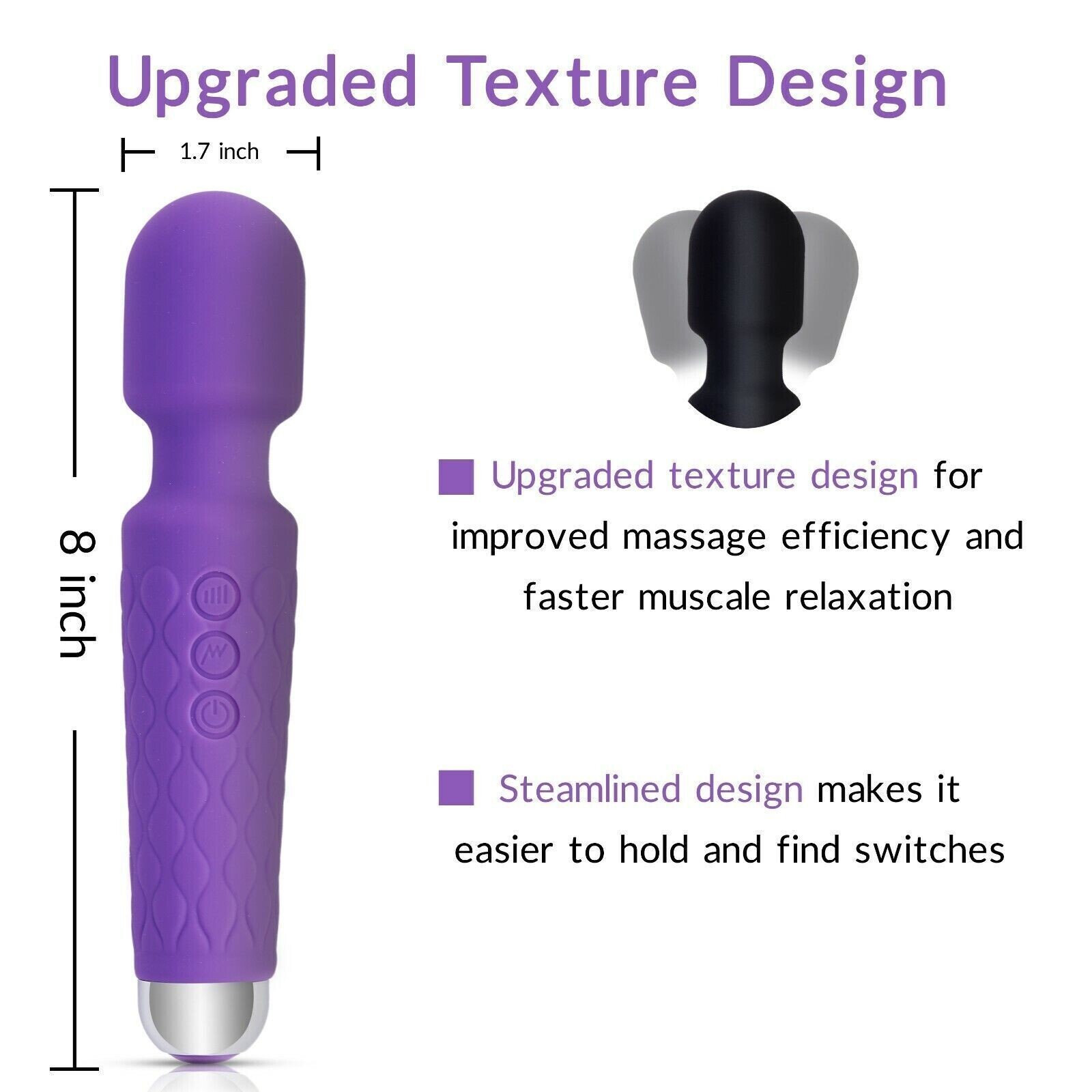 Magic Massage Wand Vibrating Full Body Massager USB Rechargeable