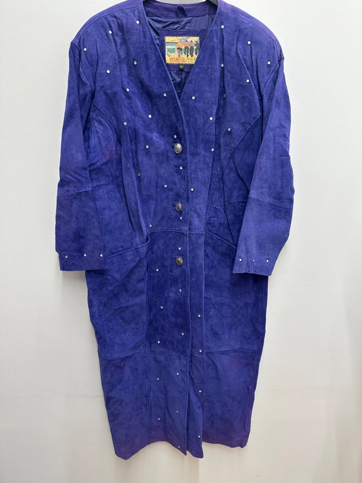 Abrigo De Colección Atlantic Beach Cuero Funciona Azul Real Mujer 2xl Botón Estrás