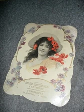 Huge die cut chromolithograph advert, clothier, Plainwell Michigan, circa 1900
