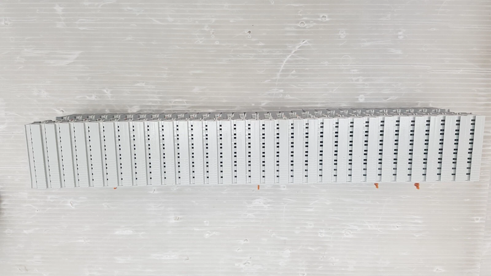 Bottom edge of the row of Beckhoff KL1114 terminals