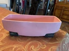 Vintage Glossy PINK & Bottom  Black Pedestal USA pottery Planter Rectangle McCoy