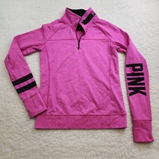 PINK Victoria Secret 1/4 Zip Active Top S Bright Thumbholes Athletic Athleisure