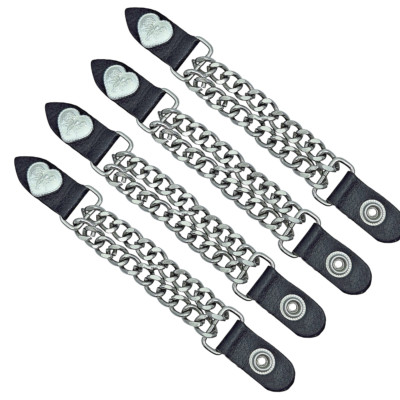 Herz Druckknopfverlängerung Jacke Weste Leder Accessoires verchromte Kette 4 Stück