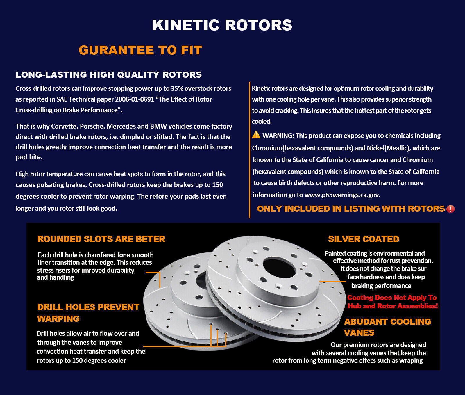 Front Drilled Rotors Disc + Ceramic Brake Pads Brakes for 2003-2017 Honda Accord