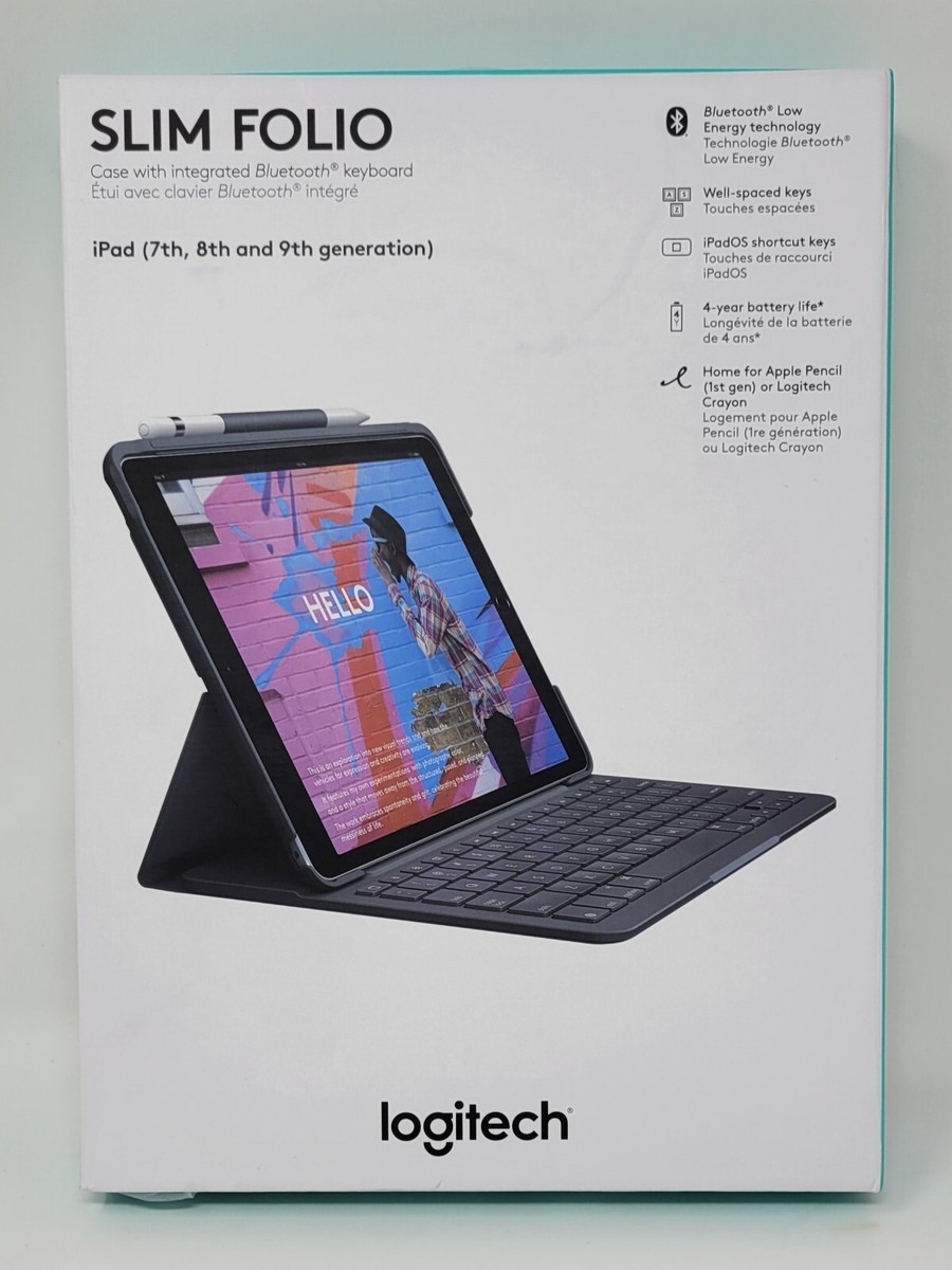 Logitech Slim Folio iPad Case Bluetooth Keyboard for 7th, 8th