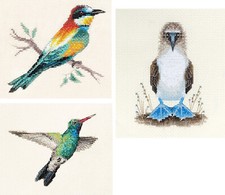BEE EATER, HUMMING BIRD, BLUE FOOTED BOOBY  Original Counted Cross Stitch Kits