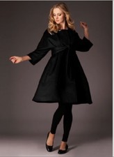 Isabella Oliver Black Maternity Grace Coat 100% Wool Size 2 - Uk 10 (uk12)