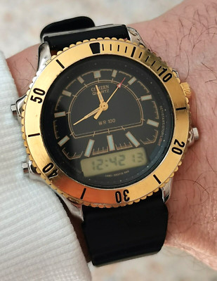 Citizen Uhr C480 Dual Time Ana Digi Vintage Watch Japan Clock Stahl
