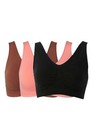Rhonda Shear 3-pack Original Cotton Blend Ahh Bra Black/Coral/Mahogany