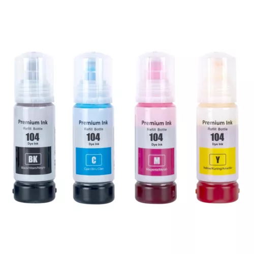 4 Ink Bottles (Set) for Epson EcoTank ET-2710 ET-2810 ET-2821 ET-2862 ET-4700
