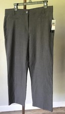 Women  s Gray 12P Dress Pants Inside Button Small Front Pockets Gapfree Waistband
