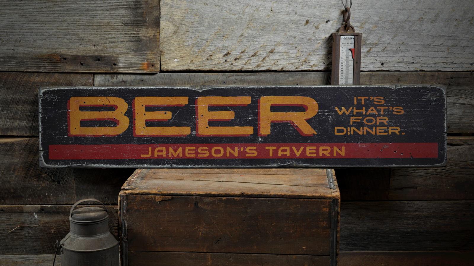 Beer It's What's For Dinner, Custom Bar - Rustic Distressed Wood Sign