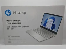 NEW HP 14" FHD AMD Ryzen 3 3.5GHz 128GB SSD 4GB RAM Silver Windows 11 Laptop