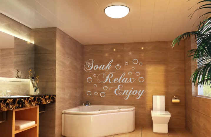 Bathroom Wall Quote Vinyl Soak Relax Enjoy Bath Panel Wall Stickers UK SH76