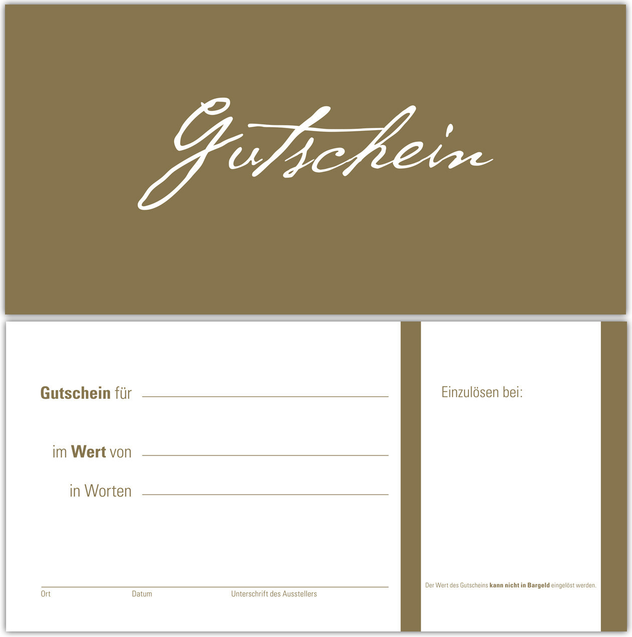 25 Gutscheine Gutschein Karten Geschenkgutscheine edel neutral Gold