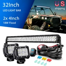 Nilight 32Inch 180W Combo LED Light Bar OffRoad + 4Inch 18W LED Flood Fog Lights