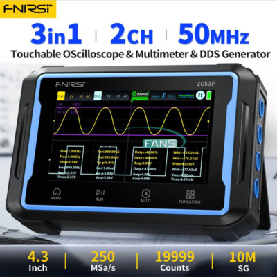 FNIRSI 2C53P Handheld Digital Oscilloscope Multimeter Signal Generator IPS Touch