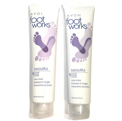 NOS Set of 2 Avon Foot Works Beautiful LAVENDER Clay Mask for Legs and Feet 