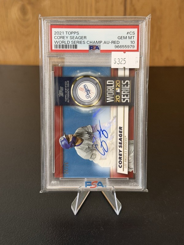COREY SEAGER 2021 TOPPS DODGERS WORLD SERIES AUTO AUTOGRAPH /25 PSA 10