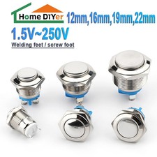 12mm ~ 22mm Metal Waterproof Push Button Momentary Switch Self-reset 1.5 ~ 250V