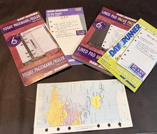 Vintage Day Runner Refills Lot Sealed NOS Lined Pad To Do Ruler + Filofax Map