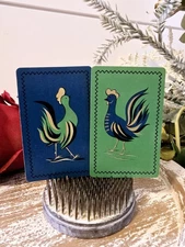 2 Vintage Rooster Playing Cards, Midcentury Chicken Cards, Trade Swap Cards