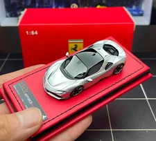 ART 1:64 Silver Ferrari SF90 Super Run Resin Limited Edition Car Model Ornaments