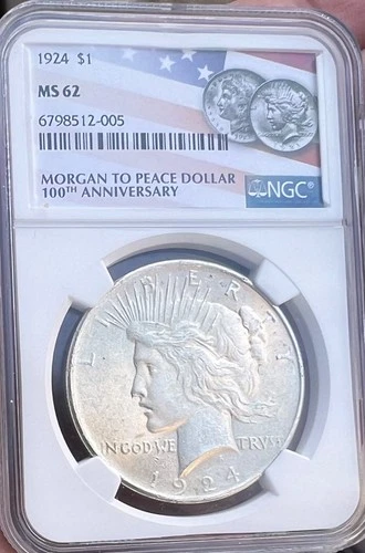 1924 MS 62 Peace Dollar - share the shipping costs