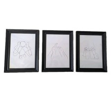 Set of 3 B&W Sensual Artwork Minimalist Line Art Prints – Abstract Figure S&M