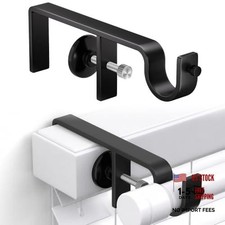 No Drill Curtain Rod Brackets for Blinds - Over Blind - 2 Pack - Black