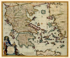 Historic Nautical Map - Crete Greece Aegean Sea - Visscher 1681 - Vintage Wall