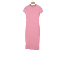 SHEIN Pink Bodycon Midi Dress Womens Size M Short Sleeve Crew Neck Stretch