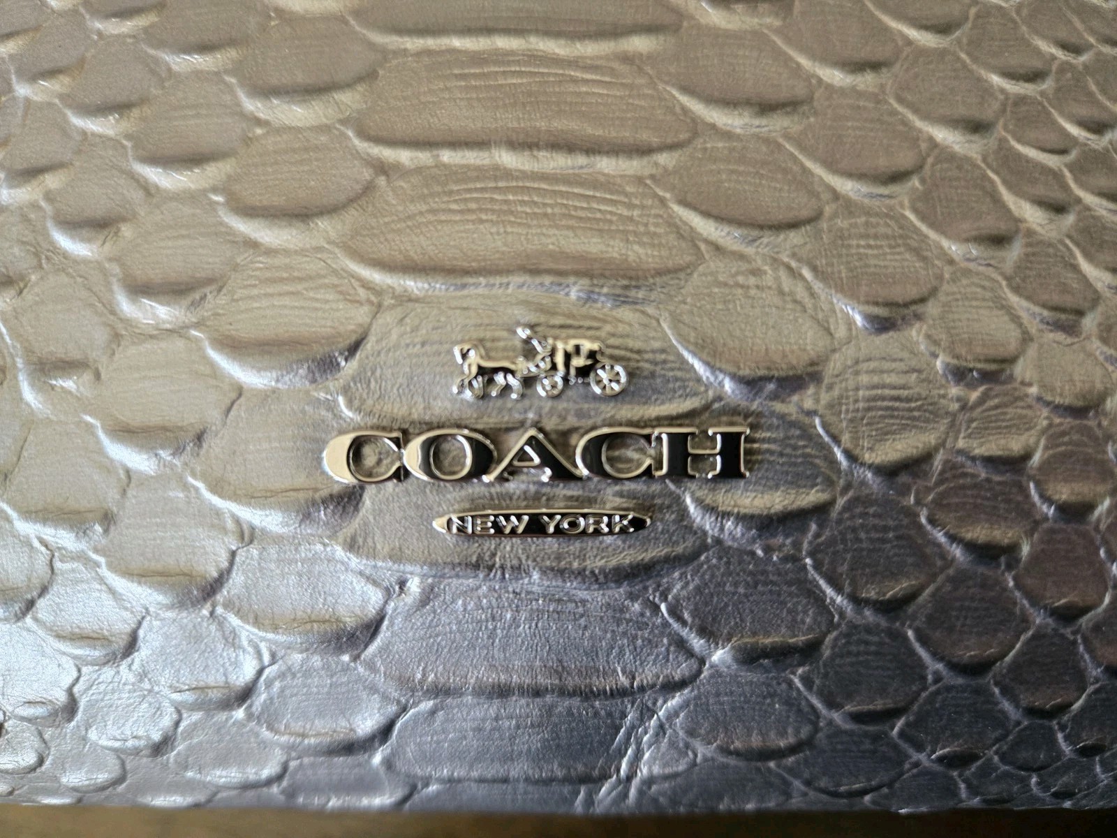 Coach Carrie Metallic Python Embossed Leather Sho… - image 2