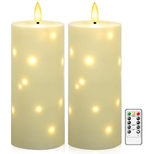 10" x 4" Large Outdoor Waterproof Flickering Flameless Candles with Timer,2Pc...