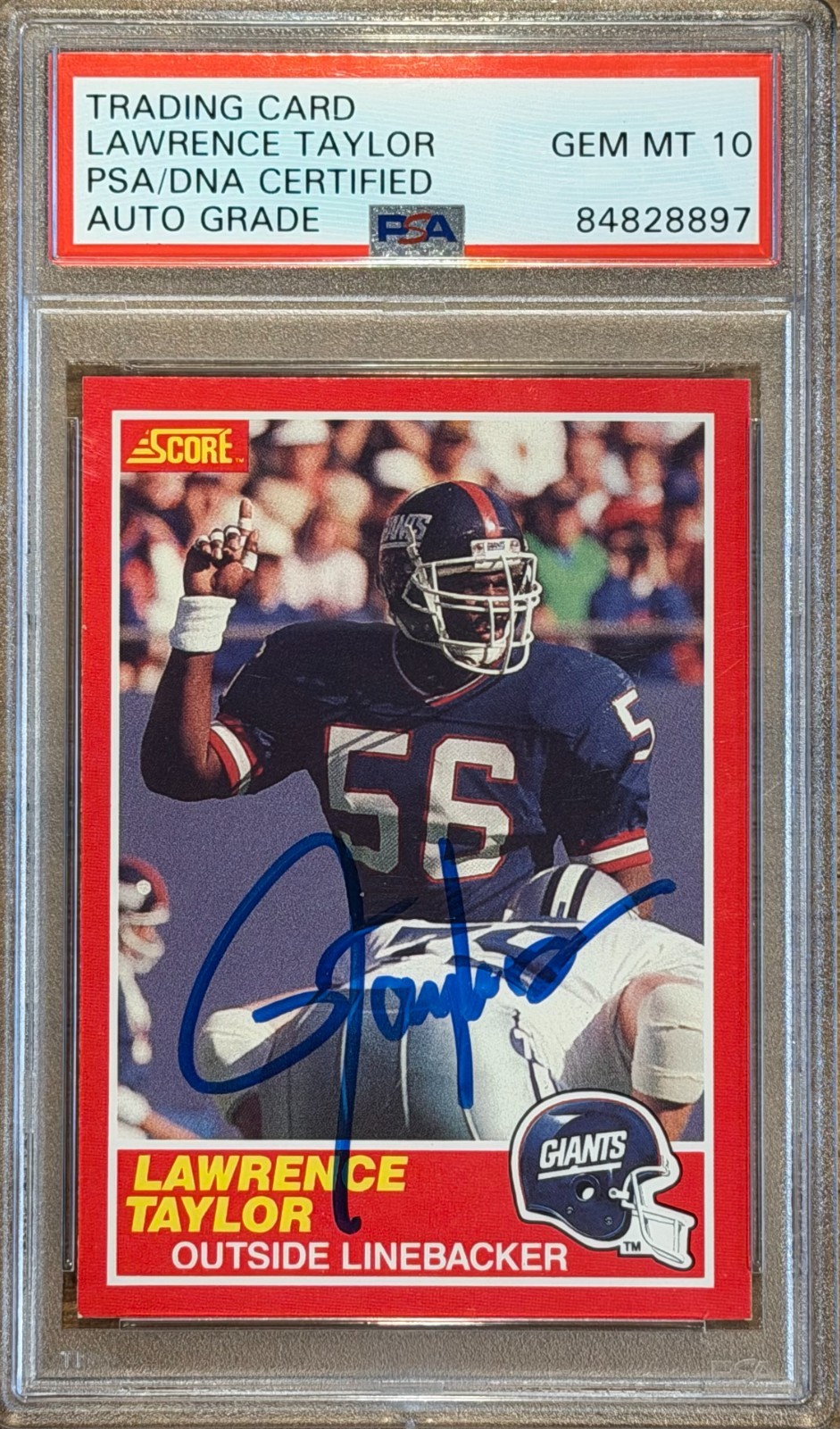 Lawrence Taylor 1989 Score On Card Autograph #192 PSA/DNA Certified GEM MT 10