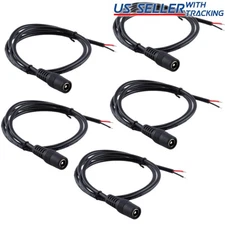 5pcs 3ft 5.5x2.1mm Female DC Power CCTV Pigtail Cable 18AWG Copper Wire 5V 12V