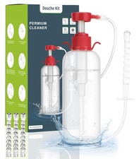 600ml AntiBackflow Reusable Douche Bottle Enema Kit With 3 Nozzle Tips Unisex