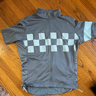 Rapha Men’s L Gray/White Check Cycling Jersey Short Sleeve Full Zip Pockets
