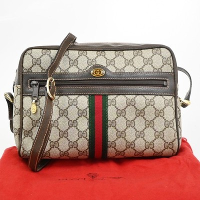 Gucci Logo GG Pattern Sherry Crossbody  Shoulder Bag PVC Leather Brown 37CA993