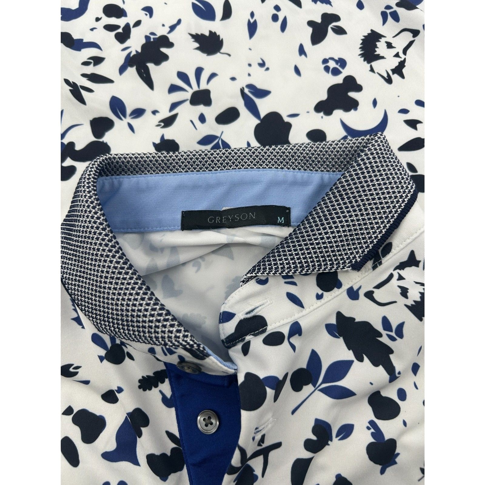 Greyson Golf Shirt Polo Wolf Forest Print Arctic White Men's M