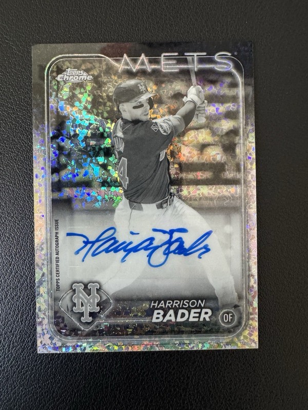 2024 Topps Chrome Update Series Auto Harrison Bader #AC-HB B&W Mini-Diamond Refr