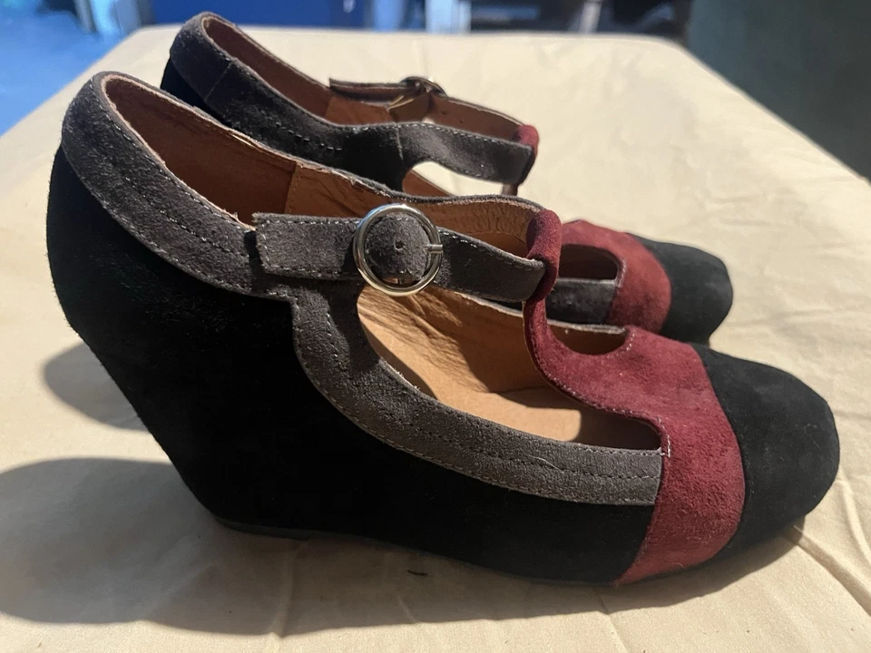 JEFFREY CAMPBELL Ibiza Darnell кожи на танкетке черный серый бордовый туфли W's 8 - Изображение 2 из 4