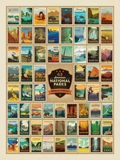 National Parks Fabric Panel 54 x 72 Quilting Apparel Home Decor Multicolor
