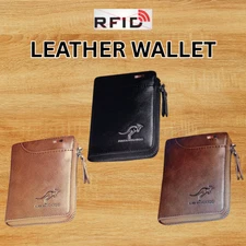 Genuine Leather Bifold Wallet for Men RFID Blocking Slim ID Holder