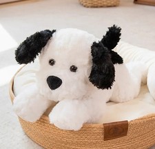 Black White Puppy Teddy Dog 14" Pillow Stuffed Animal Plush Toy Doll Kids Gifts