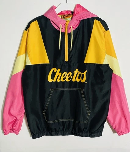 Cheetos Windbreaker Hoodie Men’s Size M Chester Cheetah Black Jacket Pockets - product listing photo