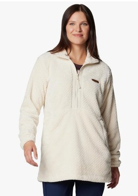 Columbia Women's Fire Side 1/4 Zip Fleece Pullover Chalk / White Size Medium NWT