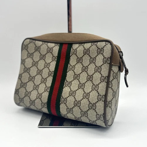 Borsa pochette Gucci vintage linea Sherry GG PVC pelle autentica dal Giappone