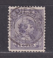 Netherlands Scott 50 Used 1891 1g Gray Violet Wilhelmina SCV $77.50
