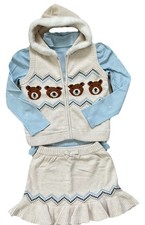 Gymboree 8 Girls Vest Skirt LS Top Set Fair Isle Bear Sweater First Frost 3 PC